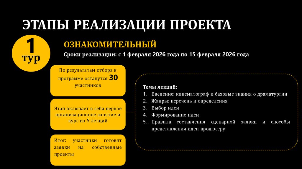 ЭТАПЫ РЕАЛИЗАЦИИ ПРОЕКТА