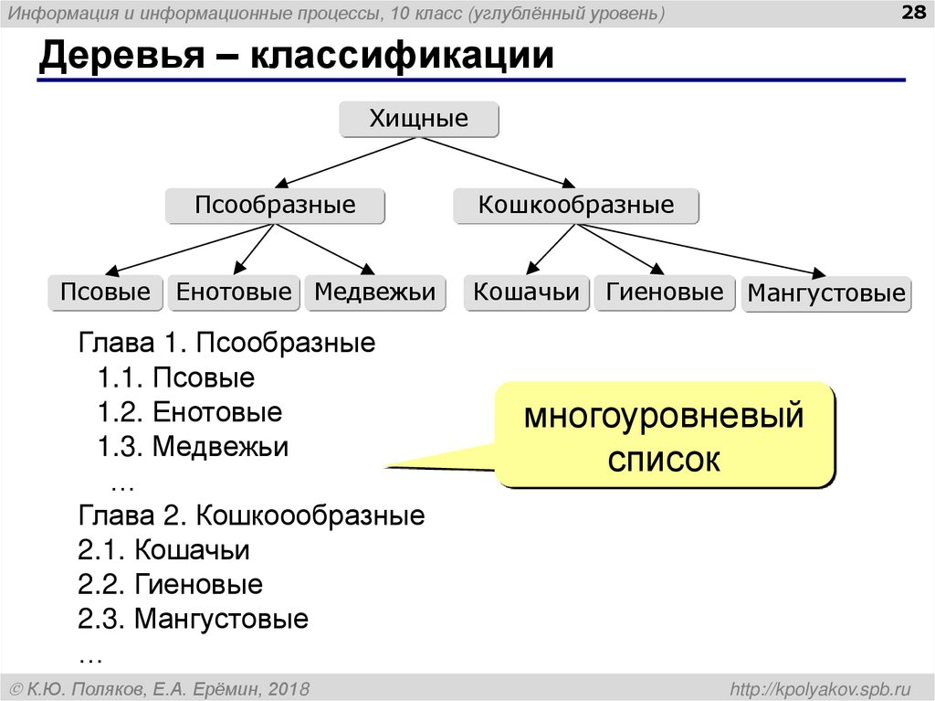 Деревья – классификации