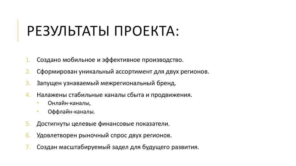 Результаты проекта: