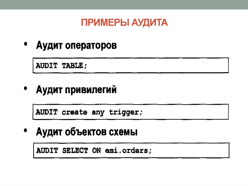 ПРИМЕРЫ АУДИТА