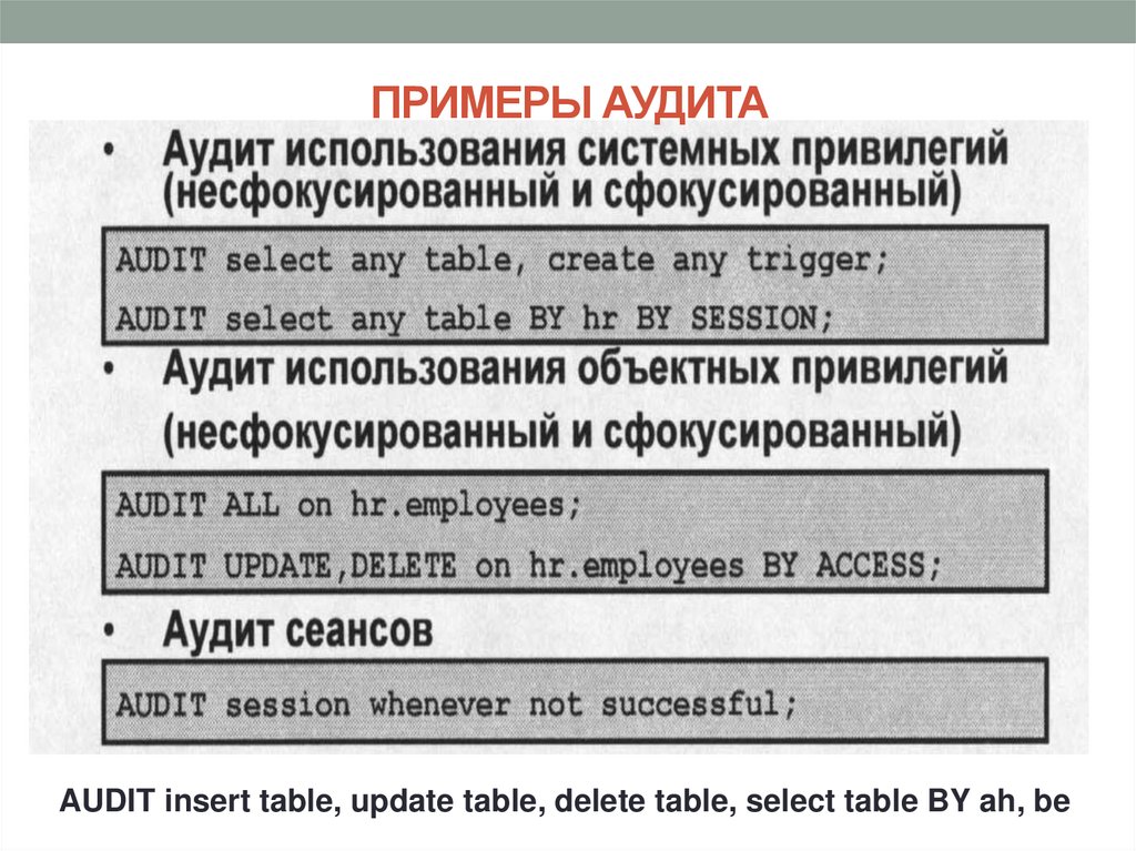 ПРИМЕРЫ АУДИТА