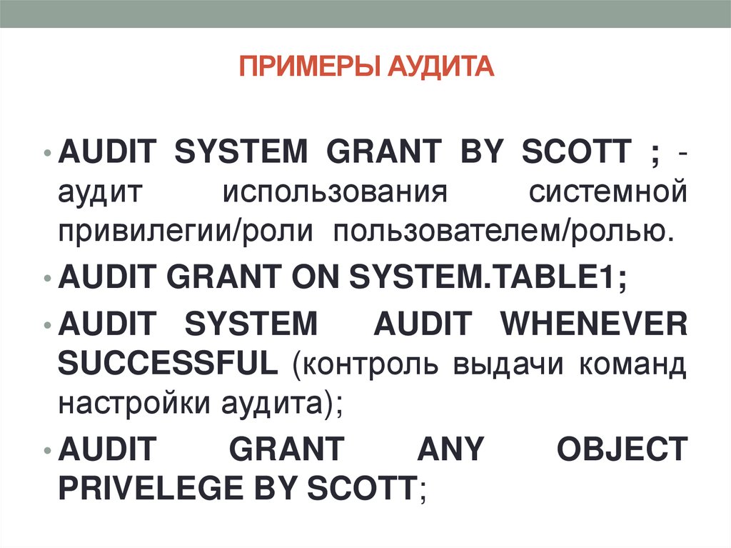 ПРИМЕРЫ АУДИТА