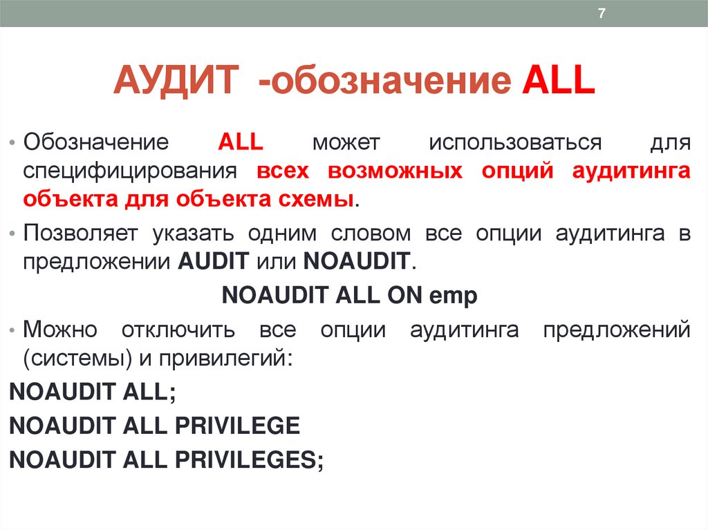 АУДИТ -обозначение ALL
