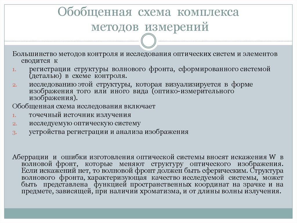 Обобщенная схема комплекса методов измерений