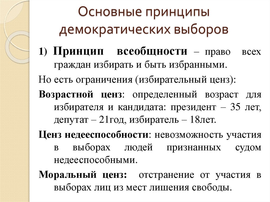 Основные принципы демократических выборов
