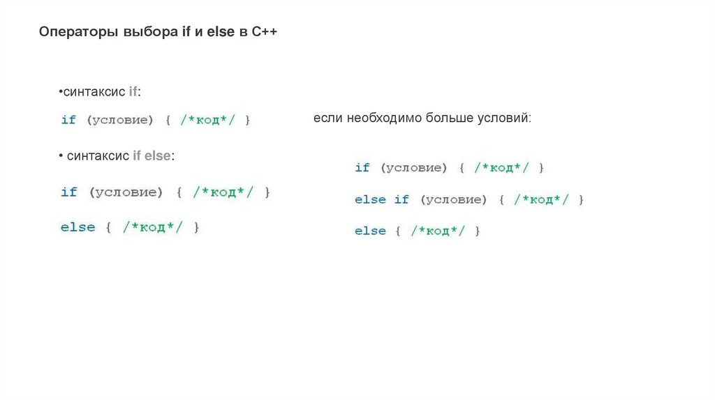 Операторы выбора if и else в C++