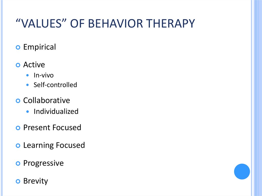 “Values” of Behavior Therapy