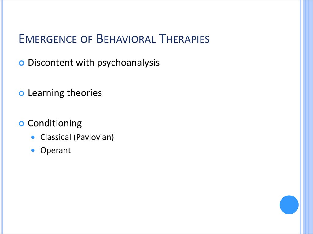Emergence of Behavioral Therapies