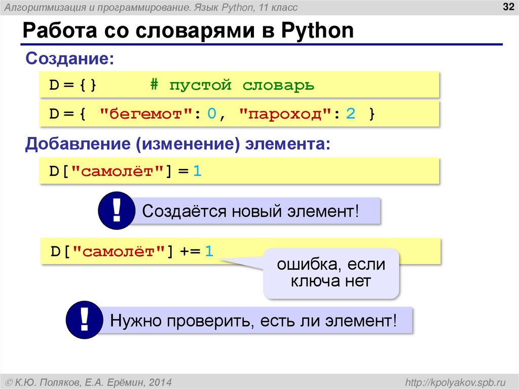 Работа со словарями в Python