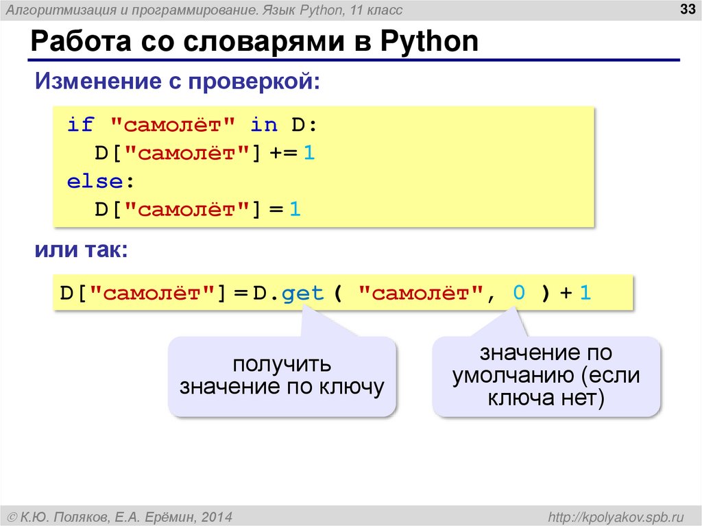 Работа со словарями в Python