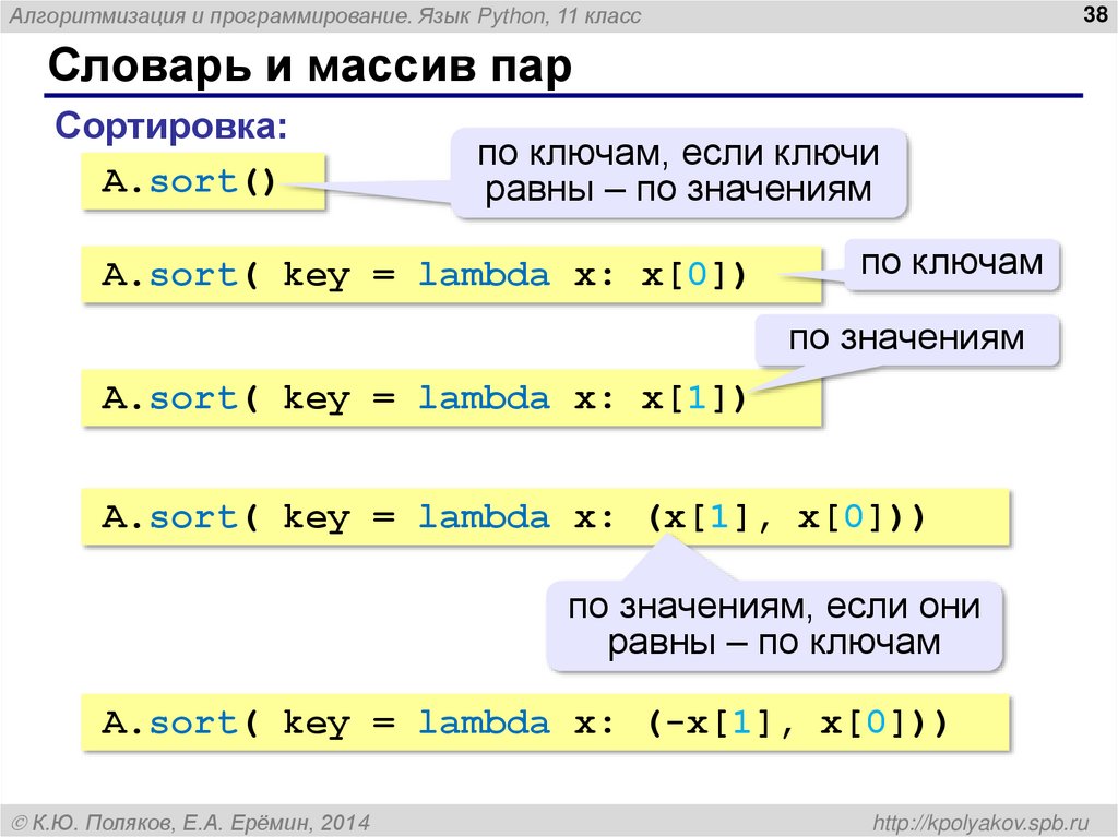 Словарь и массив пар