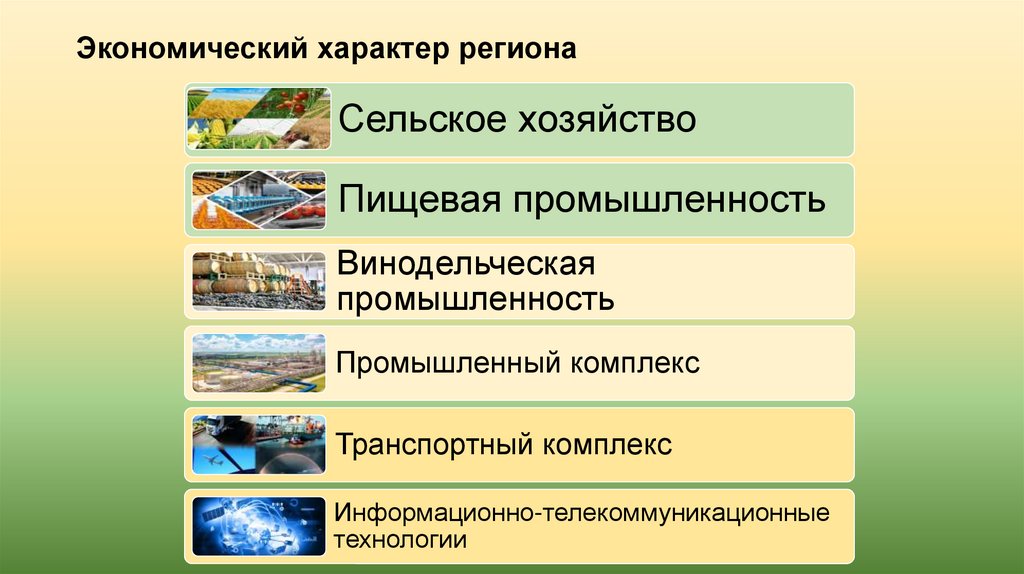 Экономический характер региона