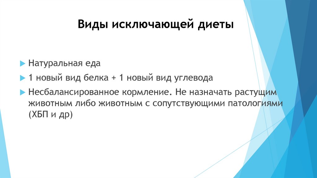 Виды исключающей диеты