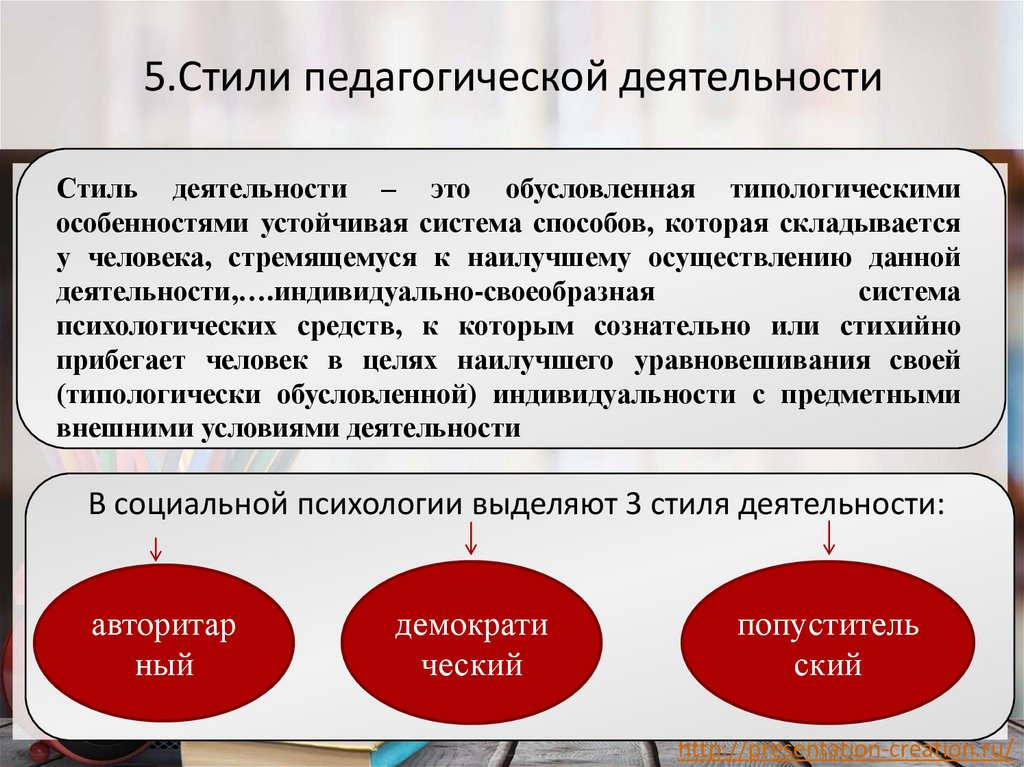 5.Стили педагогической деятельности