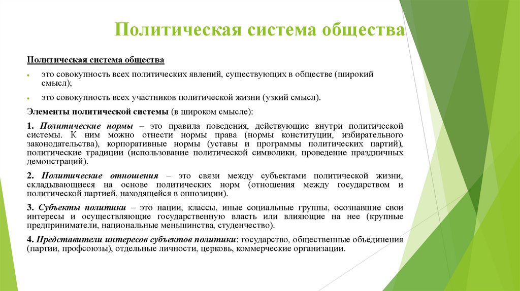 Политическая система общества