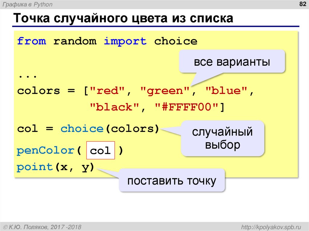 Точка случайного цвета из списка