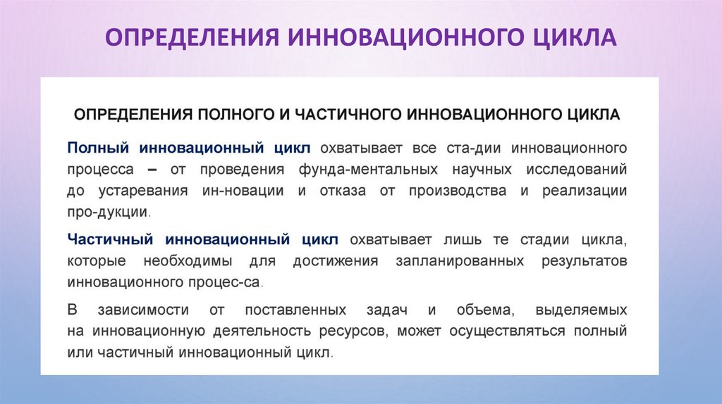 Определения инновационного цикла