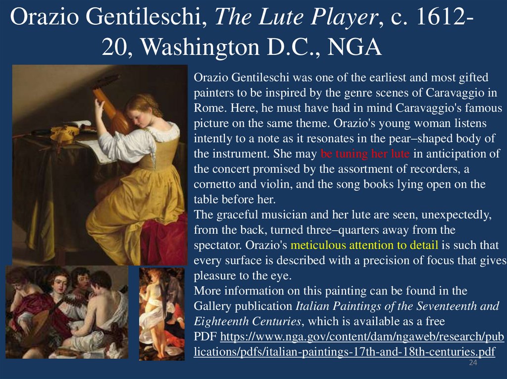 Orazio Gentileschi, The Lute Player, c. 1612-20, Washington D.C., NGA
