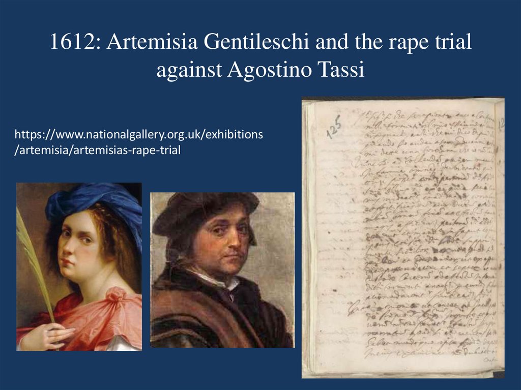 1612: Artemisia Gentileschi and the rape trial against Agostino Tassi