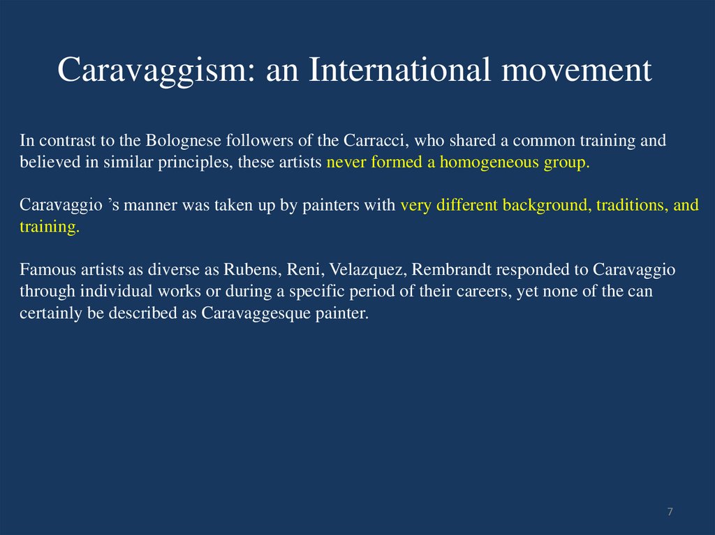 Caravaggism: an International movement