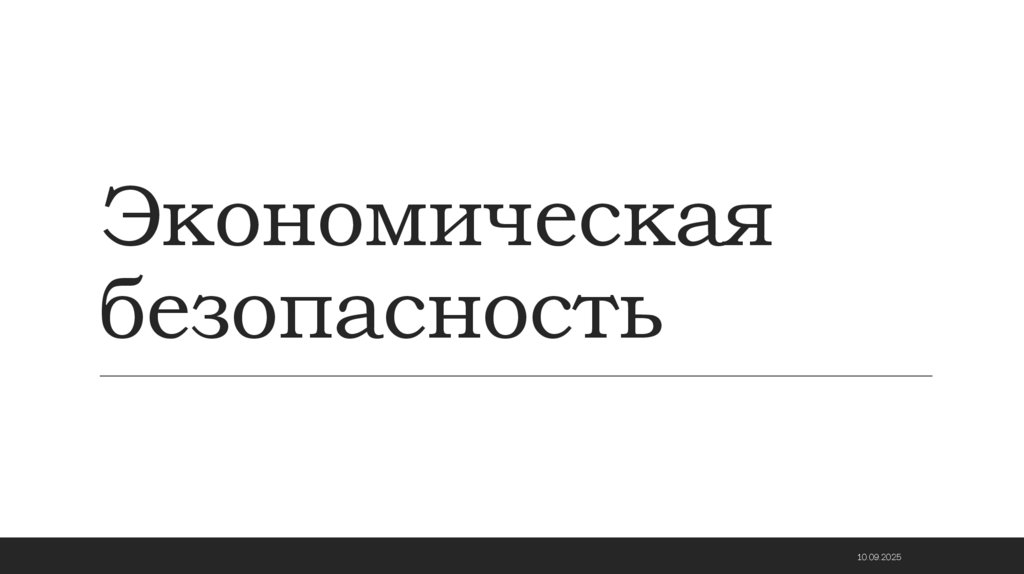 Экономическая безопасность