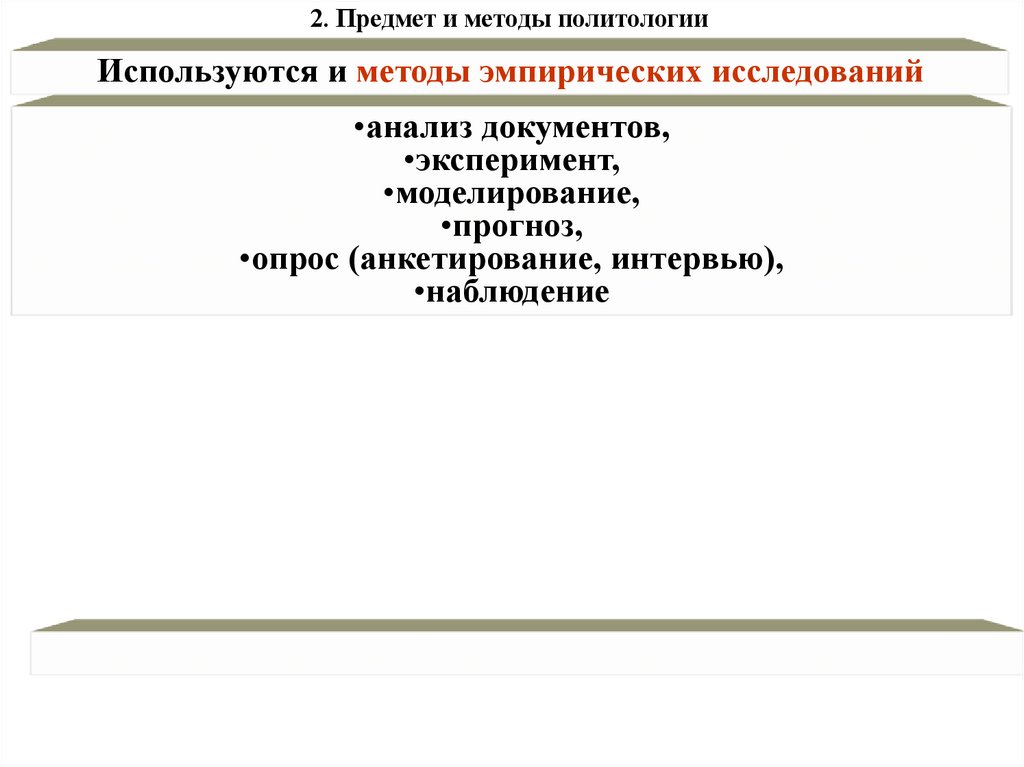 2. Предмет и методы политологии