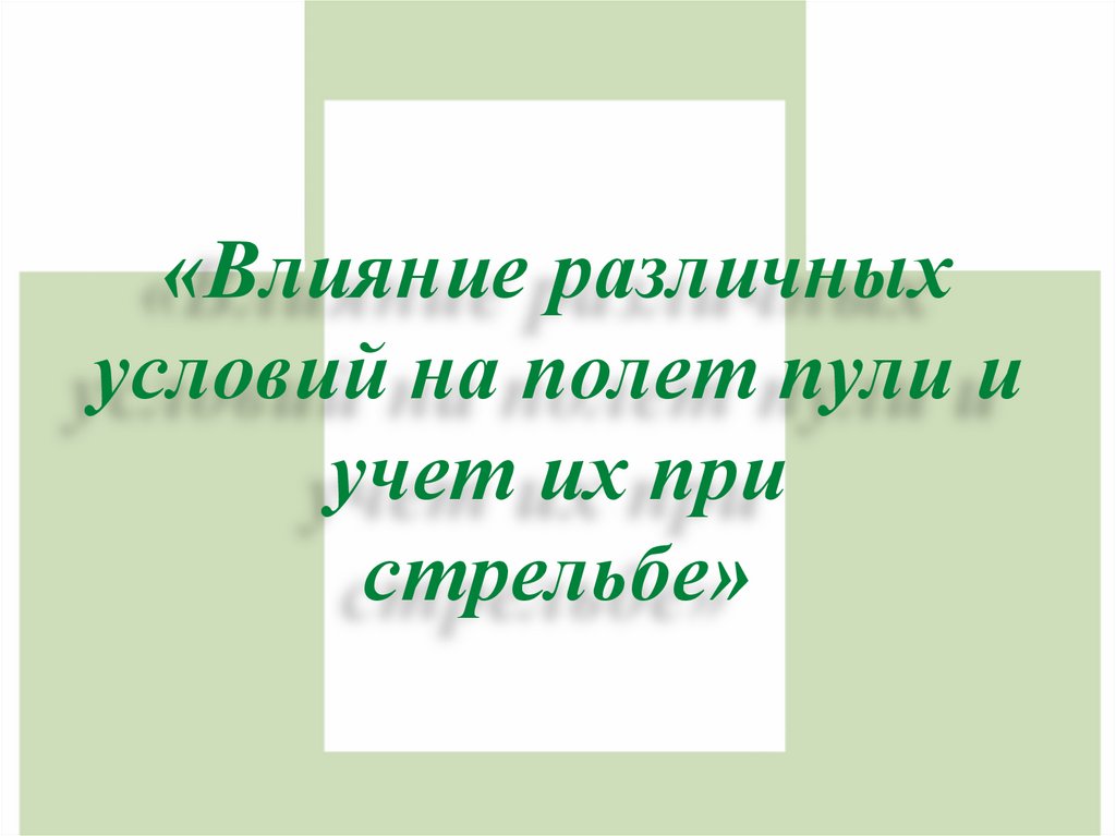 «Влияние различных условий на полет пули и учет их при стрельбе»