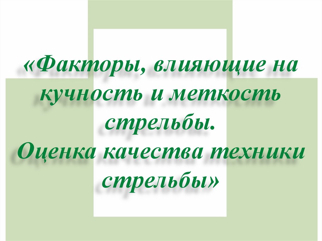 «Факторы, влияющие на кучность и меткость стрельбы. Оценка качества техники стрельбы»