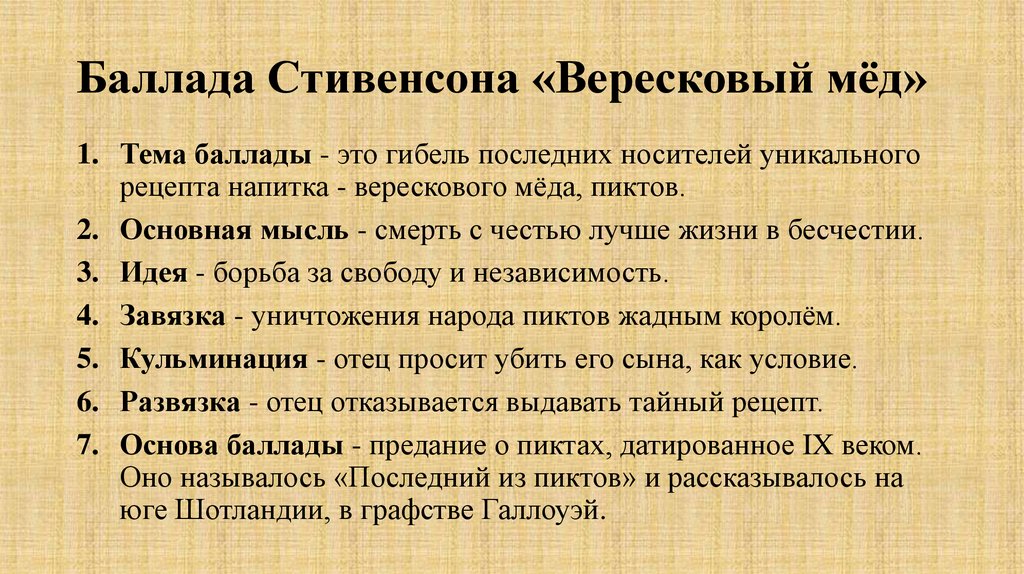 Баллада Стивенсона «Вересковый мёд»