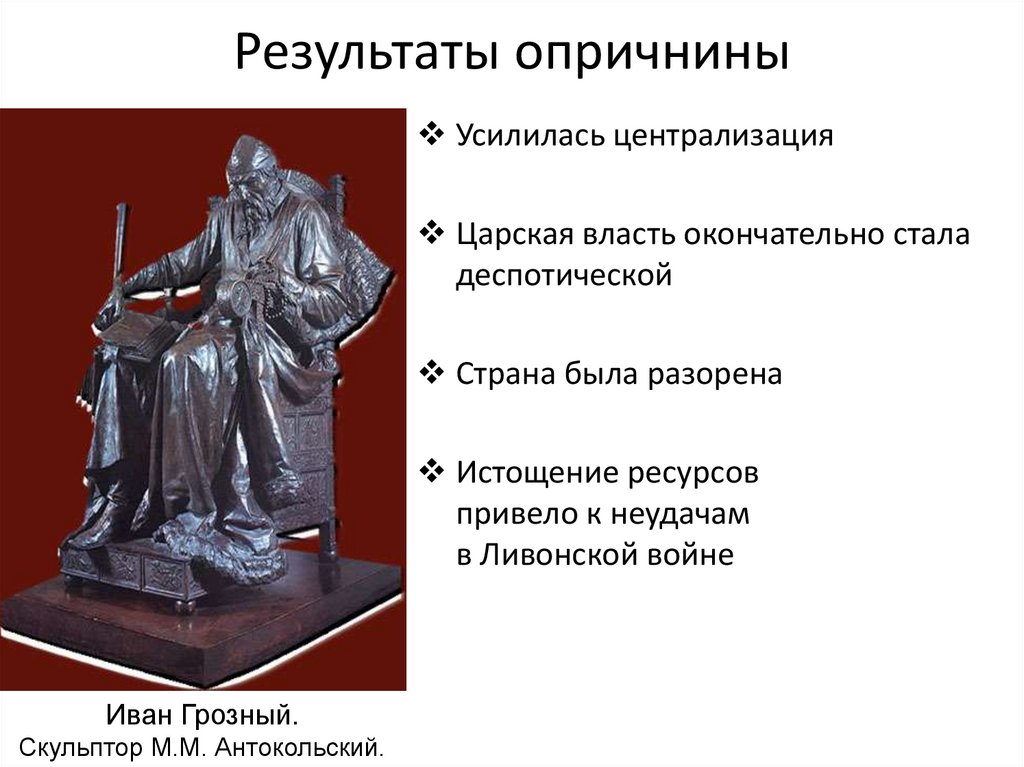 Результаты опричнины