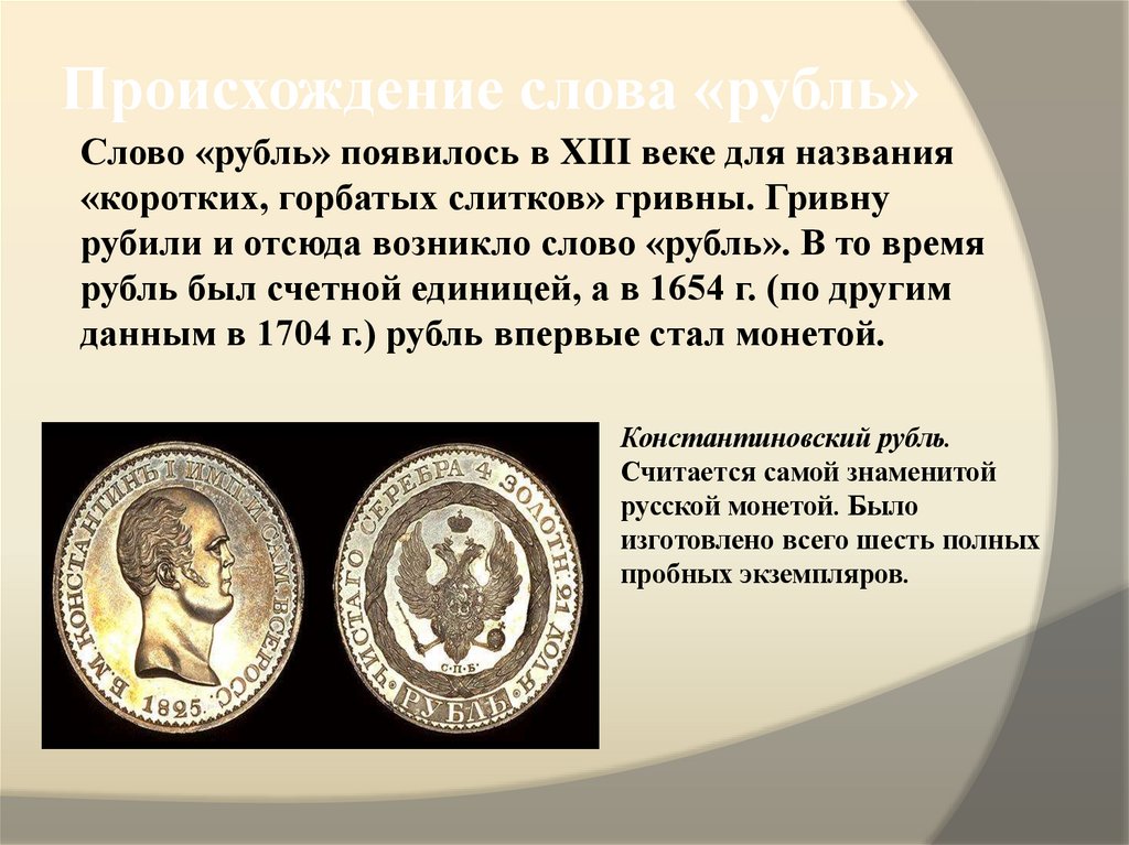 Происхождение слова «рубль»