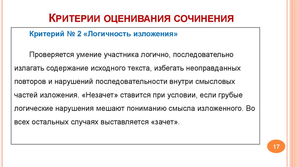 Критерии оценивания сочинения