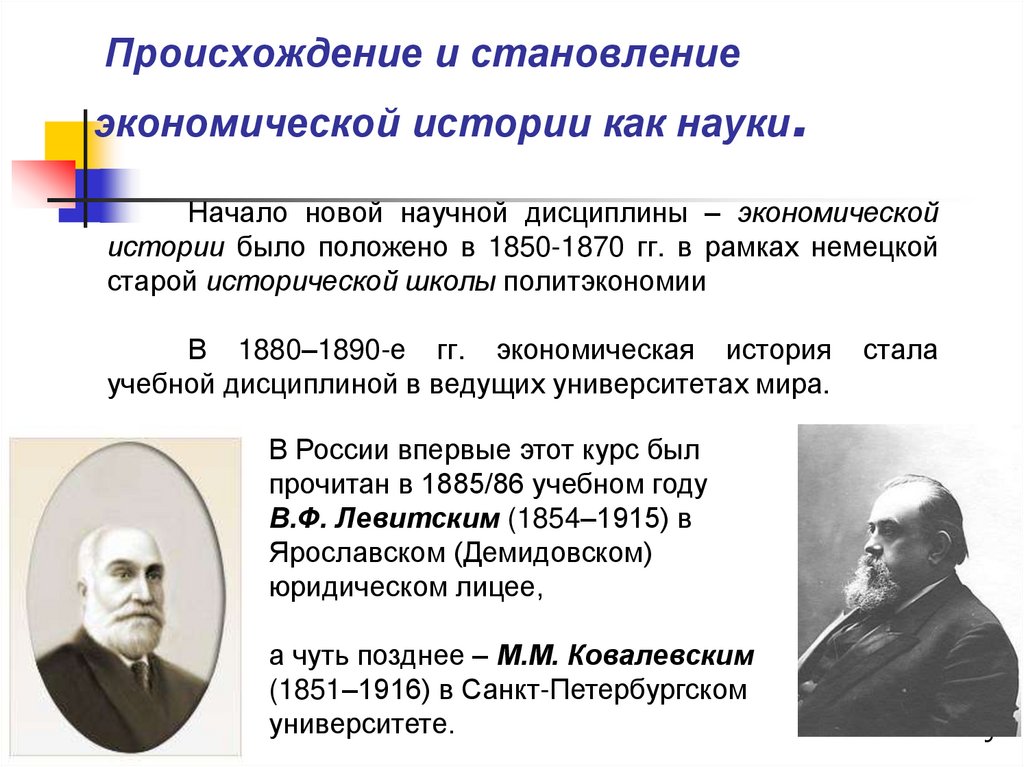 Происхождение и становление экономической истории как науки.