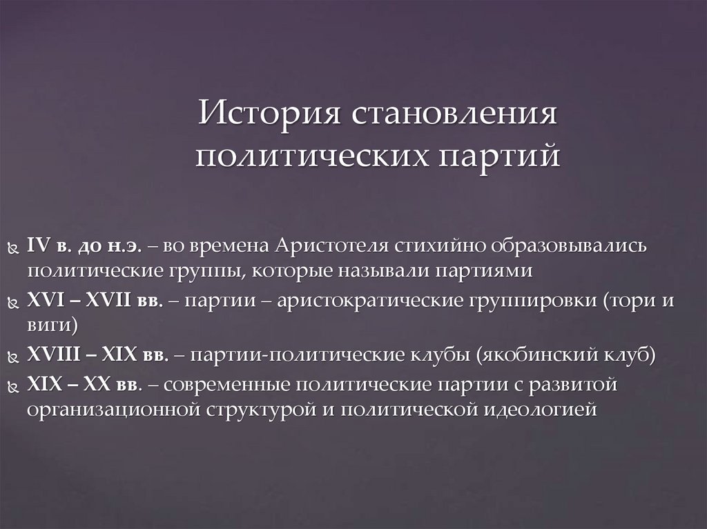 История становления политических партий