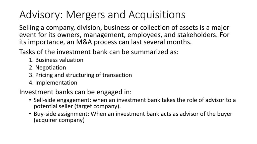 Advisory: Mergers and Acquisitions