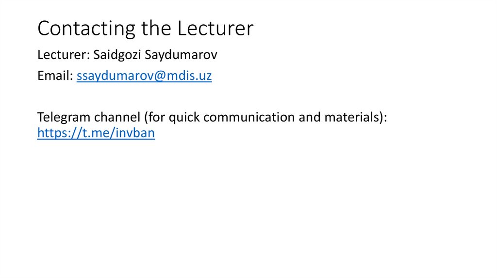 Contacting the Lecturer