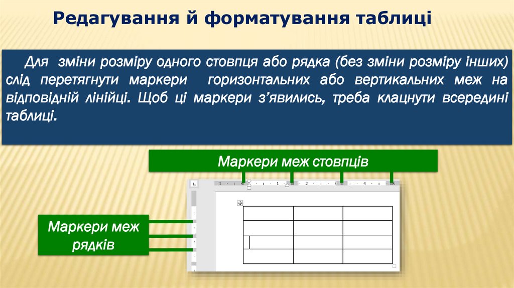 Редагування й форматування таблиці