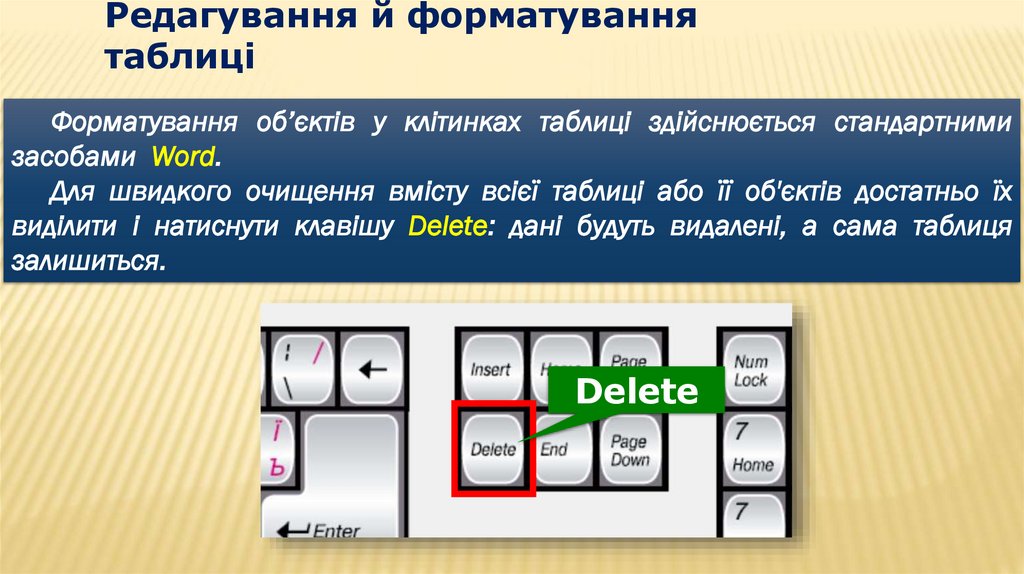 Редагування й форматування таблиці