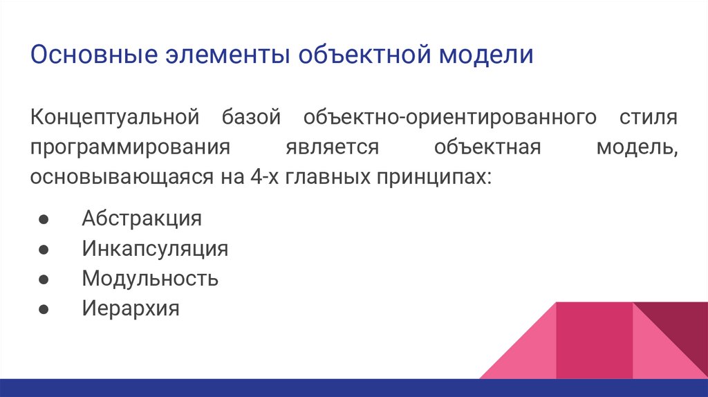 Основные элементы объектной модели