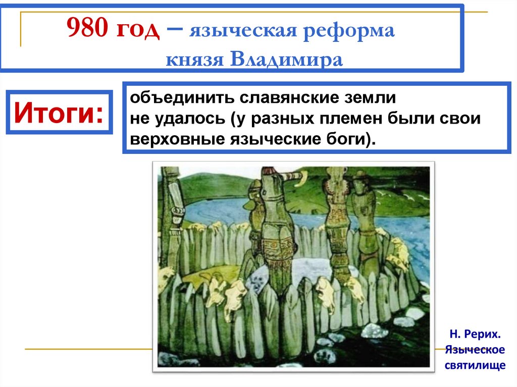 980 год – языческая реформа князя Владимира