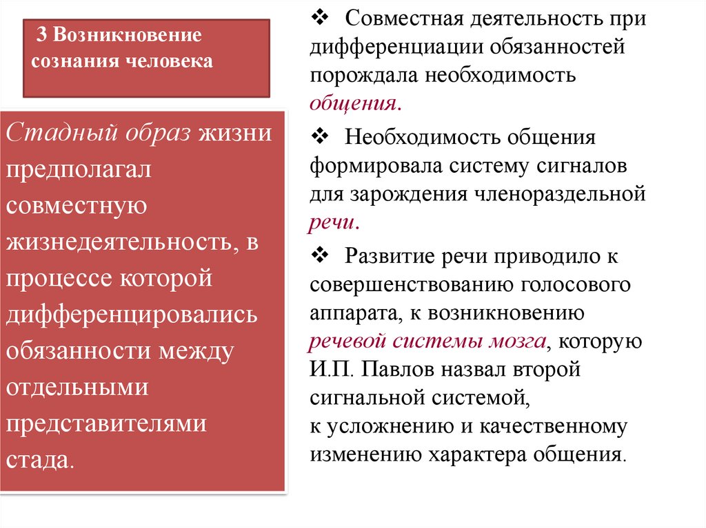 3 Возникновение сознания человека