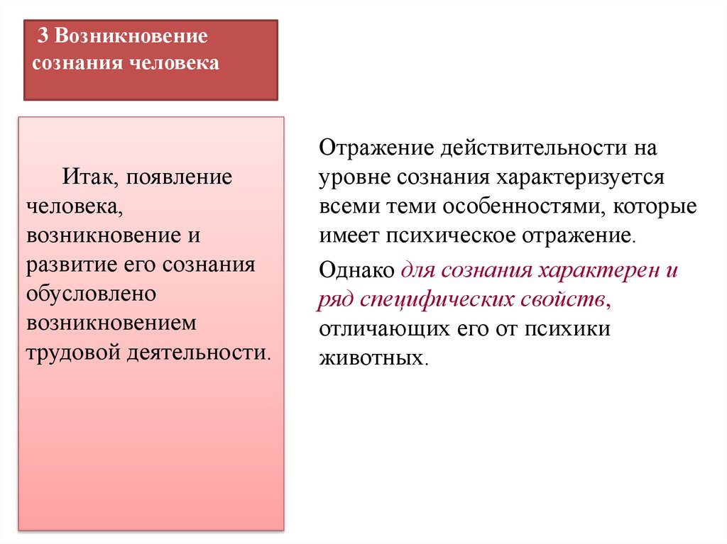 3 Возникновение сознания человека