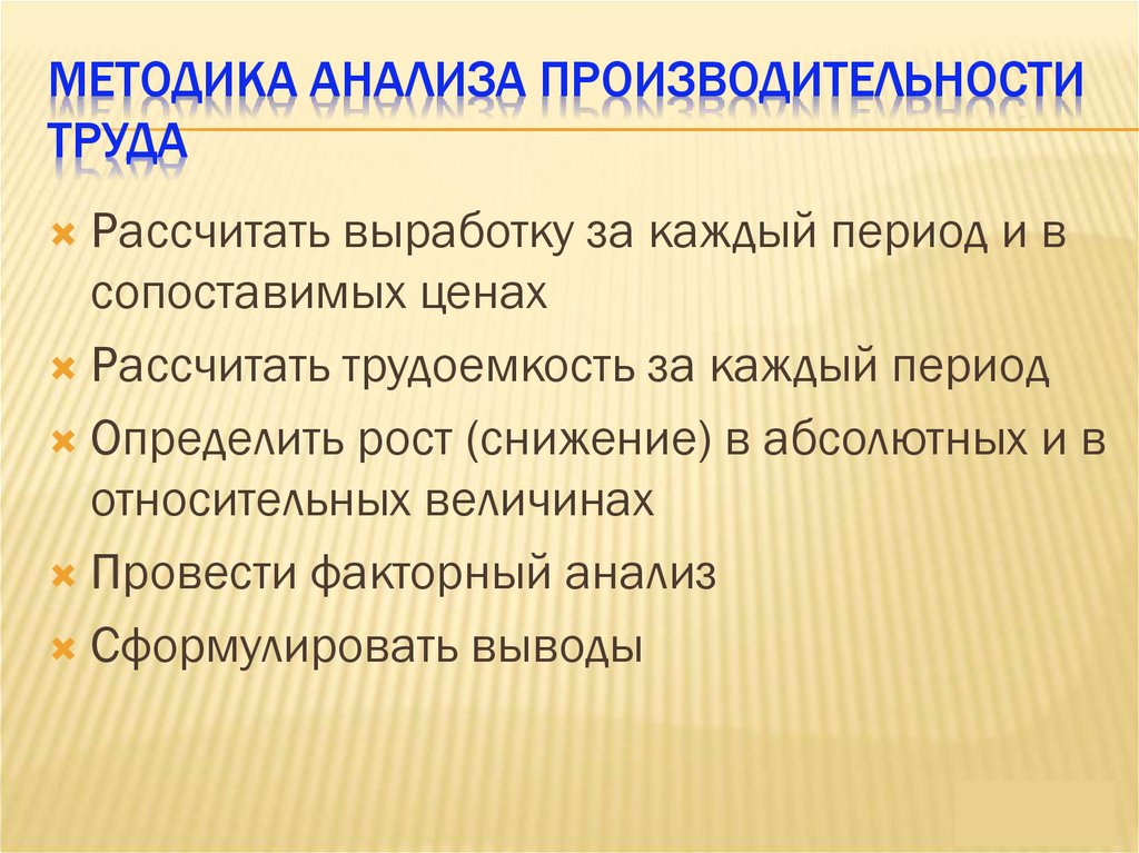 Методика анализа производительности труда