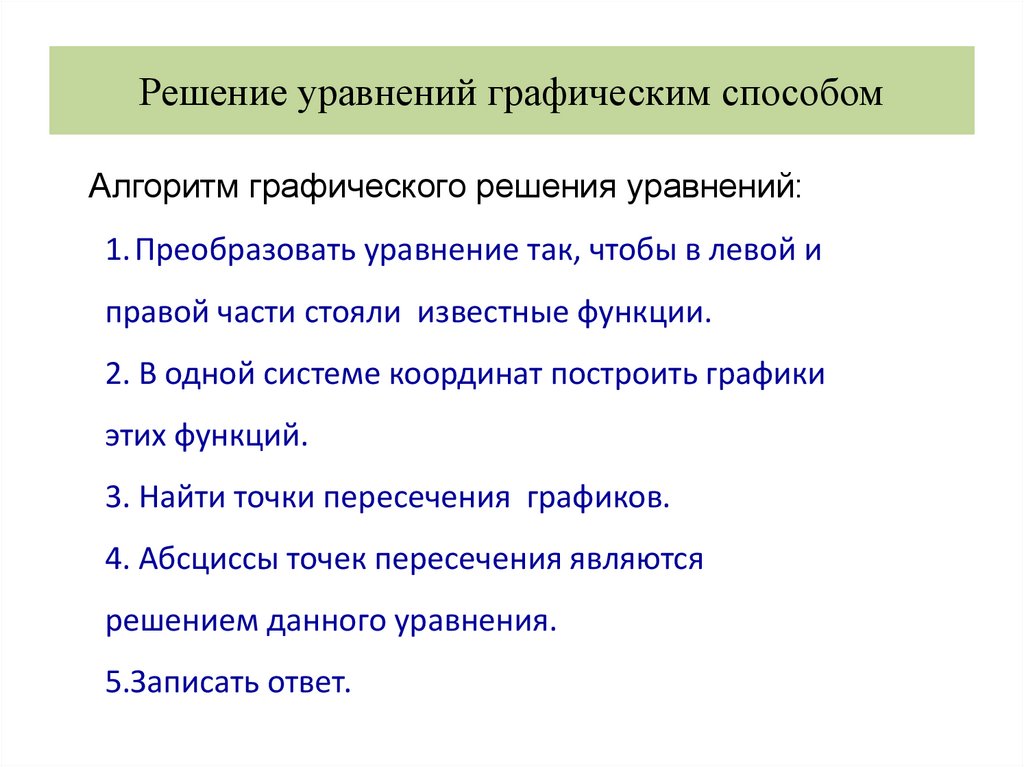 Решение уравнений графическим способом