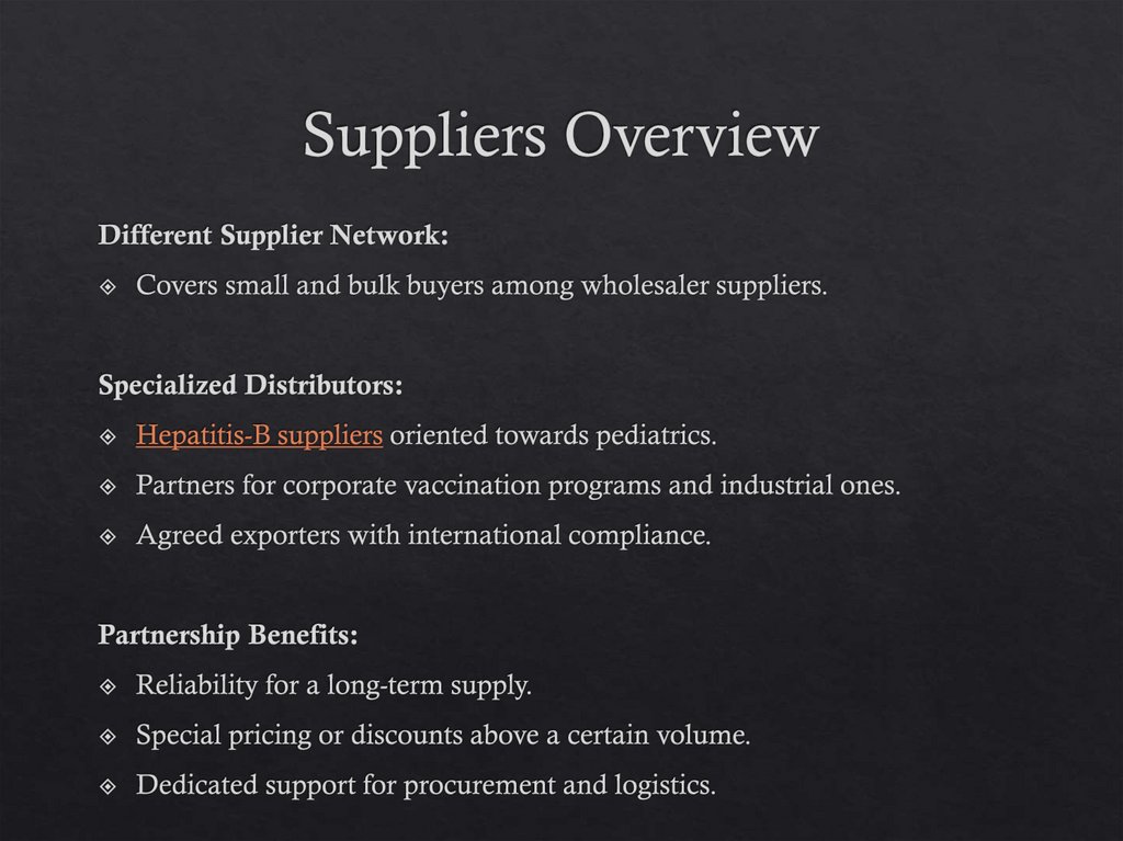 Suppliers Overview