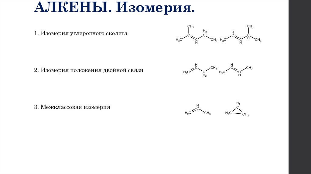 АЛКЕНЫ. Изомерия.