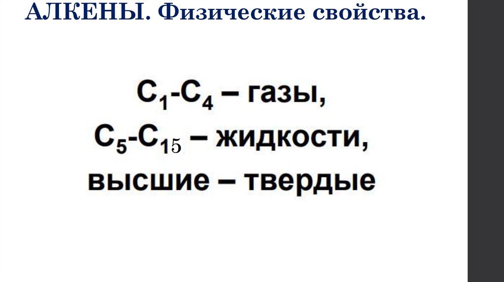 АЛКЕНЫ. Физические свойства.