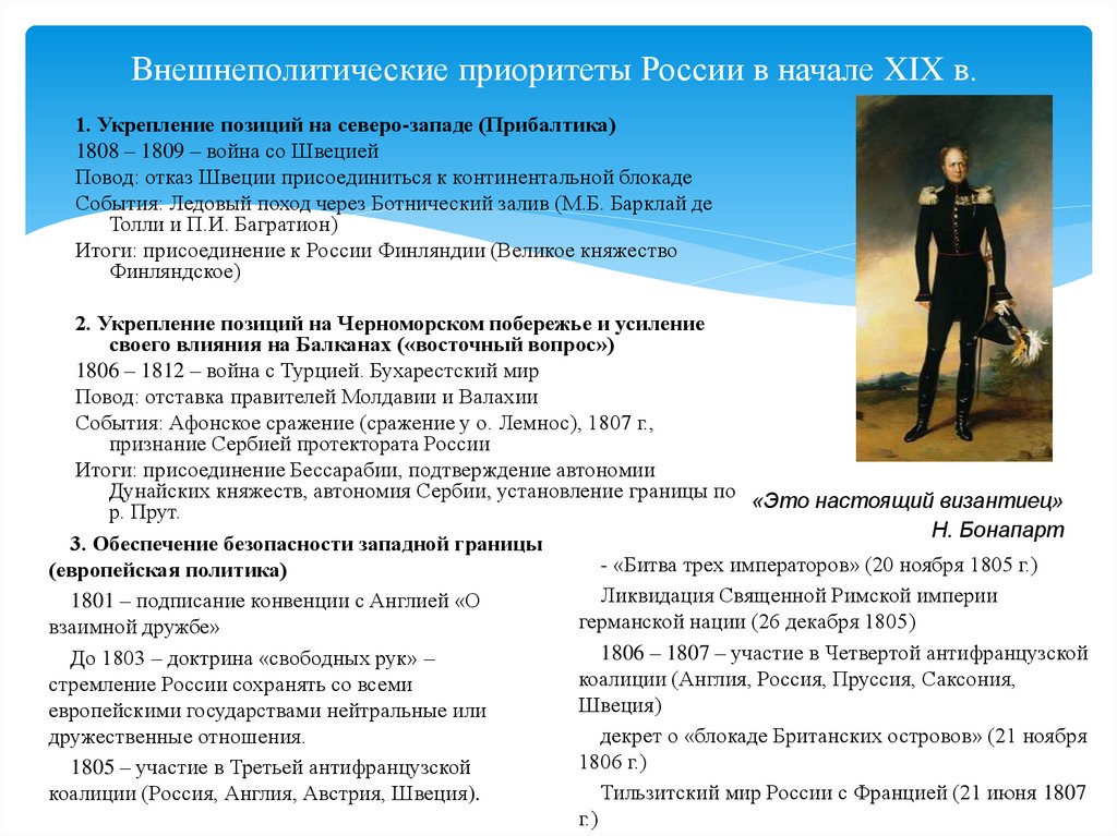 Внешнеполитические приоритеты России в начале XIX в.