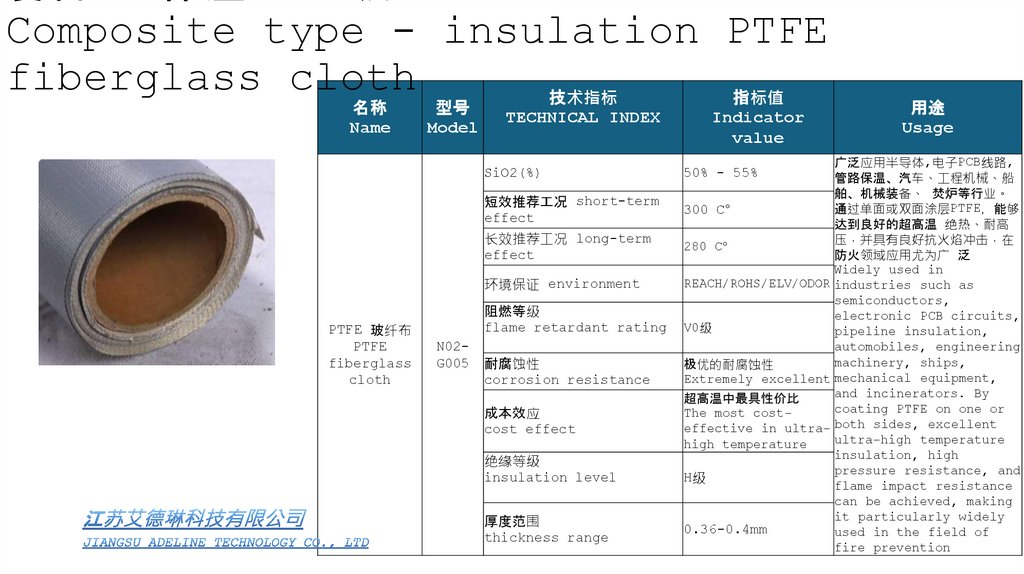 复合类-保温PTFE玻纤布 Composite type - insulation PTFE fiberglass cloth