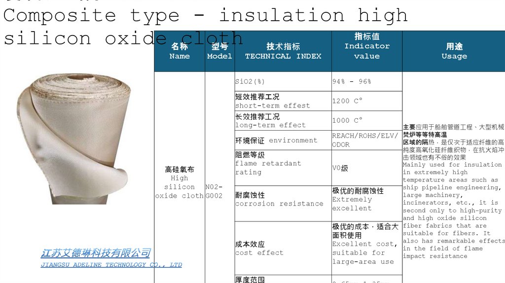 复合类-隔热高硅氧布 Composite type - insulation high silicon oxide cloth